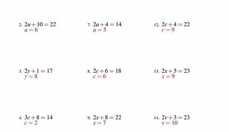 Two Step Linear Equation Worksheet