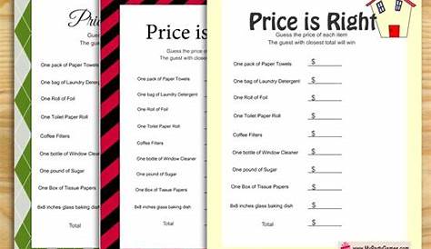 the price is right printable game