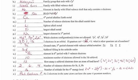 periodic table worksheets answer key
