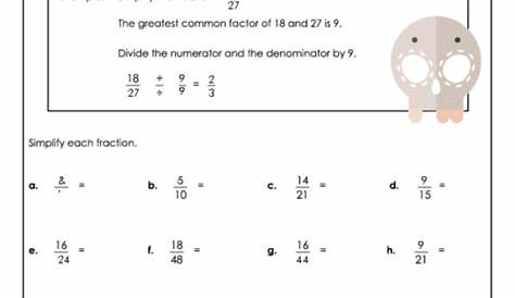 write fractions in simplest form worksheets