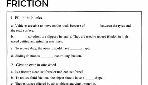 friction worksheet 7th grade