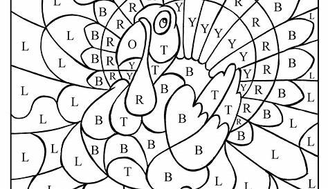 Thanksgiving Turkey Color By Number Letter Coloring page Printable
