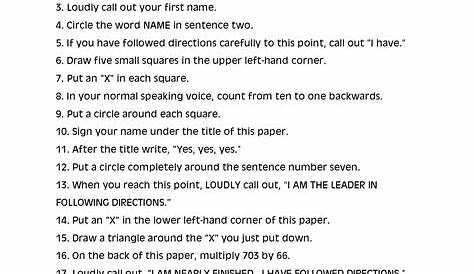 11 Best Images of Following Directions Worksheets Middle School