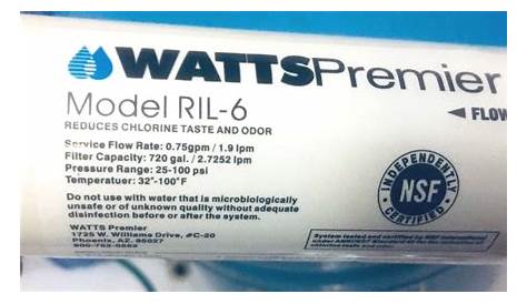 Watts Premier Model RIL - 6 Water Filtration System Serial no. 704668