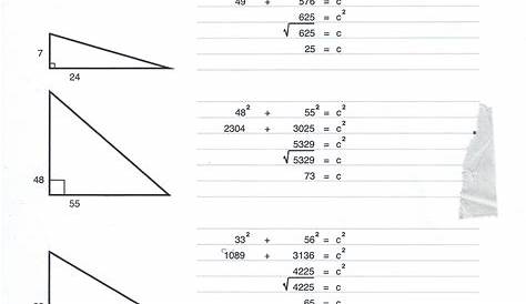 Pythagorean Theorem Worksheet Answer Key