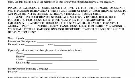Parental Consent Form For Medical Treatment - Free Printable Documents
