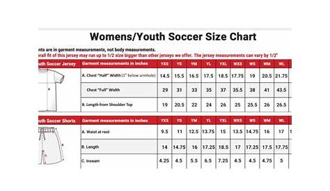 youth soccer size chart