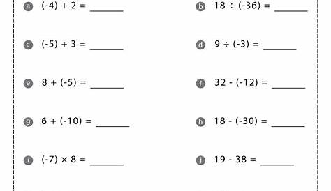 Adding And Subtracting Integers Worksheet