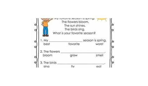 spring reading comprehension kindergarten worksheet