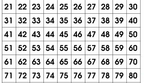 number grid to 100 printable