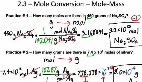 Mole Particle Conversions Worksheets