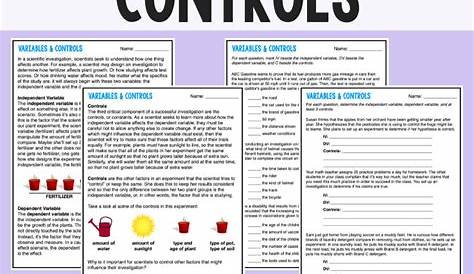 science variables worksheets with answers