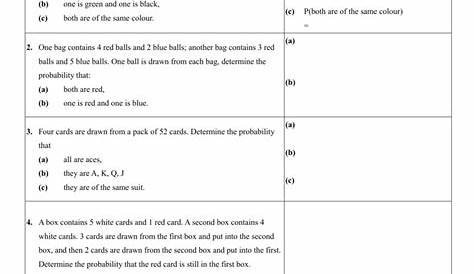 probability review worksheet answers