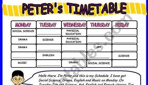 Peter´s Timetable - ESL worksheet by bburcu