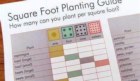 Square Foot Planting Chart | Planning to do a square foot garden this