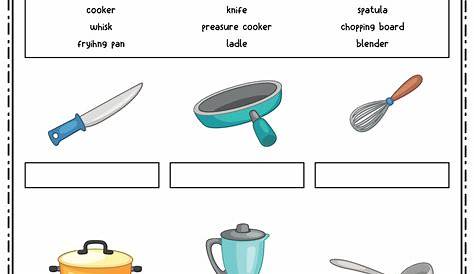 9 Kitchen Utensils Worksheet For Kids - Free PDF at worksheeto.com