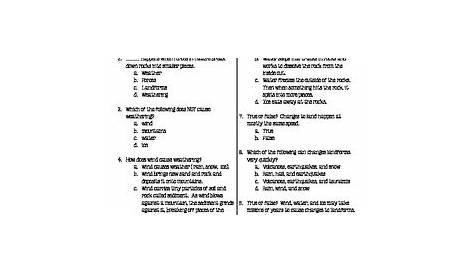 Weathering And Soil Formation Worksheet Answer Key → Waltery Learning
