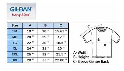 gildan t-shirt size chart