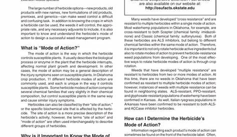 mode of action experimentally herbicide