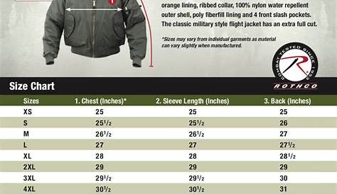 youth jacket size chart