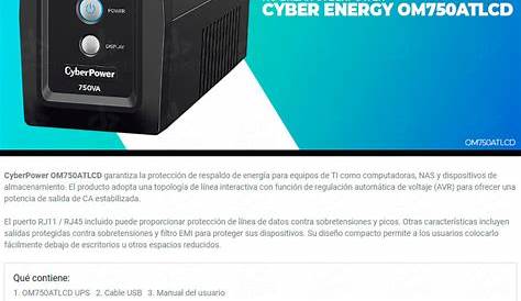 No Break y Regulador Cyberpower OM750ATLCD / 750Va - 420W / 6 Contactos