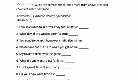 Punctuation Worksheets | Choosing a Punctuation Mark Worksheet