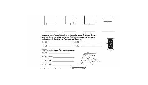 squares and rhombi worksheets answers