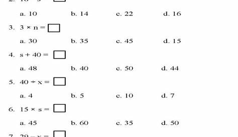 BlueBonkers - Algebra - Multiple Choice - P5 : free printable math