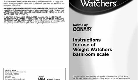 CONAIR WEIGHT WATCHERS WW66C SCALES INSTRUCTIONS FOR USE MANUAL | ManualsLib