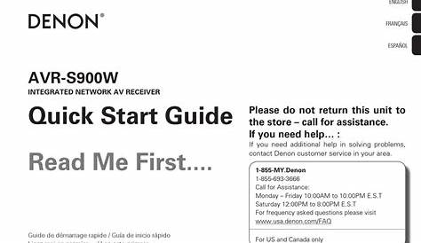 DENON AVR-S900W QUICK START MANUAL Pdf Download | ManualsLib