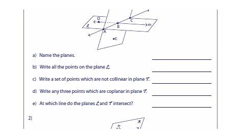 Geometry Worksheet 1.1 Points Lines And Planes Answers