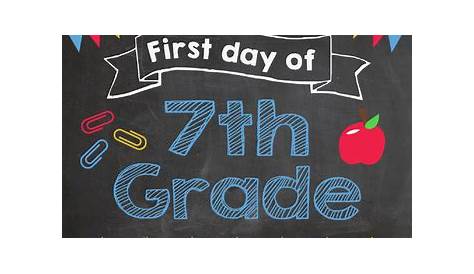 First Day of 7th Grade sign - PRINTABLE by Red Morning Studios | TpT