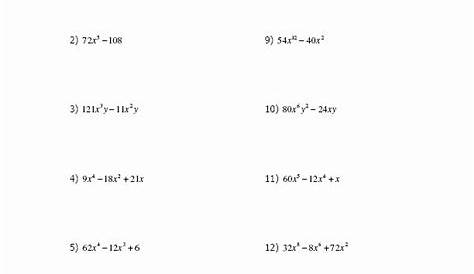 worksheet for factoring polynomials