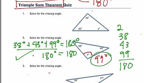 triangle sum theorem worksheet answers