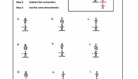 subtracting fractions with unlike denominators worksheets