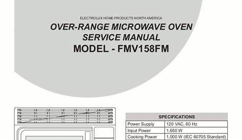 Frigidaire Microwave Oven Service Manual Model FMV158FM