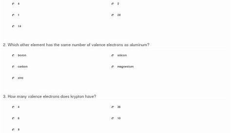 Valence Clues Worksheet Answer Key