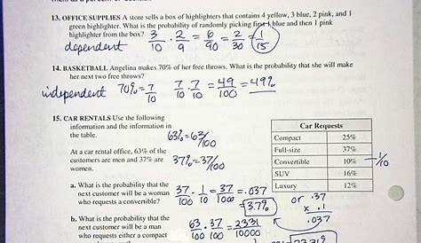 probability of compound events worksheets with answers