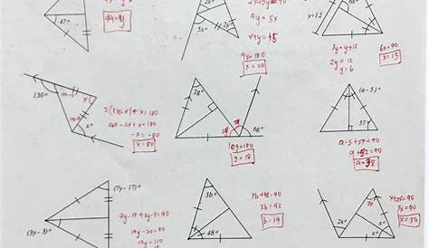 interior and exterior angles of a triangle worksheets