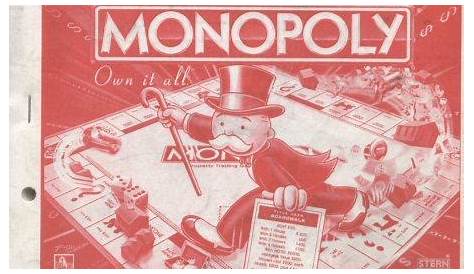 Monopoly Pinball Manual for sale - QuarterArcade.com