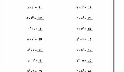 Exponents worksheets for computing powers of ten and scientific