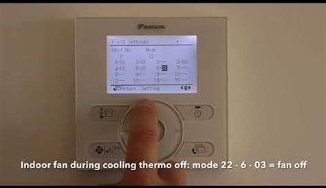 Daikin BRC1E63 controller set up field settings cycle fan off, activate