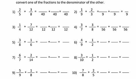 Adding Subtracting Fractions Worksheets