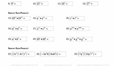 exponents printable worksheet