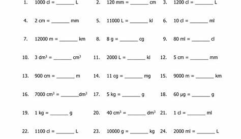 metric unit conversion worksheet answers