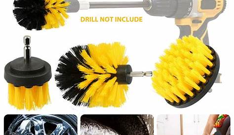 4x Car Wash Brush Hard Bristle Drill Detailing Cleaning Tools Kit Nylon