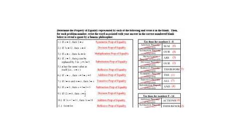Geometry Worksheet - Properties of Equality and Congruence by Word of Math
