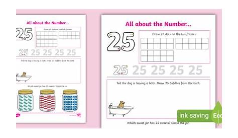 All About the Number 25 Worksheet - (teacher made)