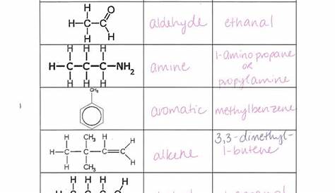 functional groups worksheet answers