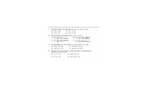 relations and functions worksheets with answers